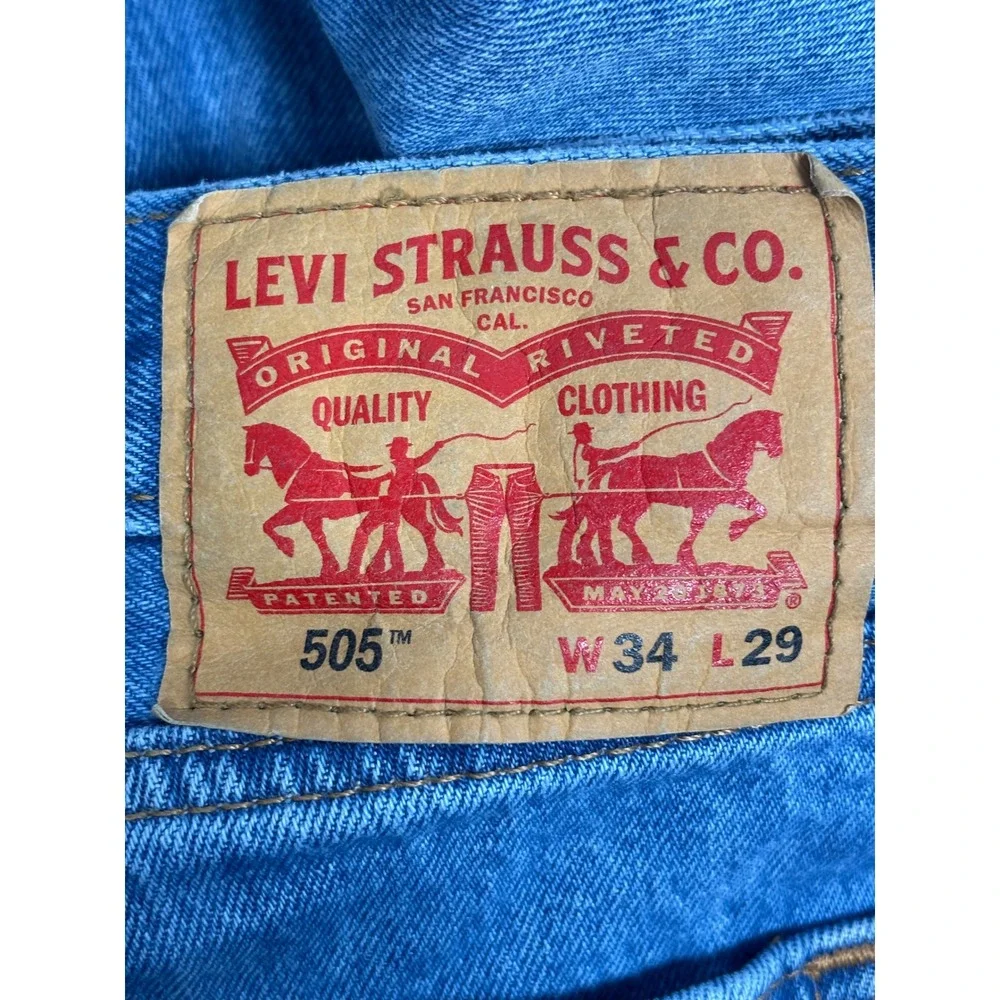 Levi's 505 Regular Fit Jeans Mens 34x29 Blue Cotton Denim Classic Straight Leg